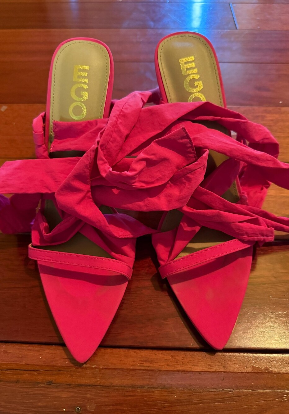 EGO Hot Pink Wrap-Around Pointed Toe Mules